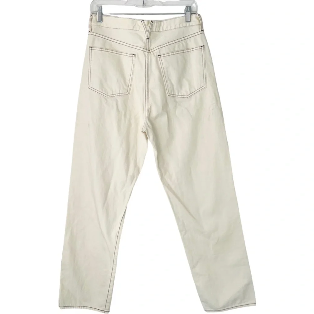 VERONICA BEARD Blake Straight Leg Jean in Ecru Contrast Stitching Size 29 - Picture 5 of 11